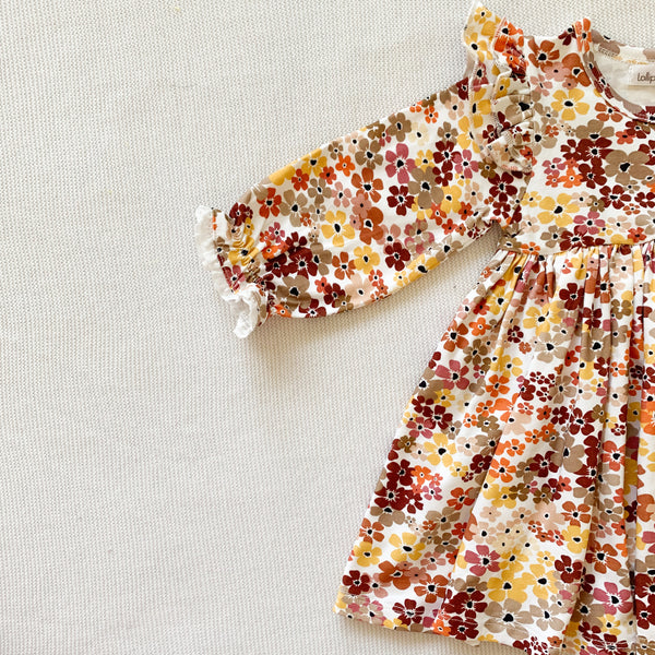 Long Sleeve Flutter Dress - Autumn Breeze