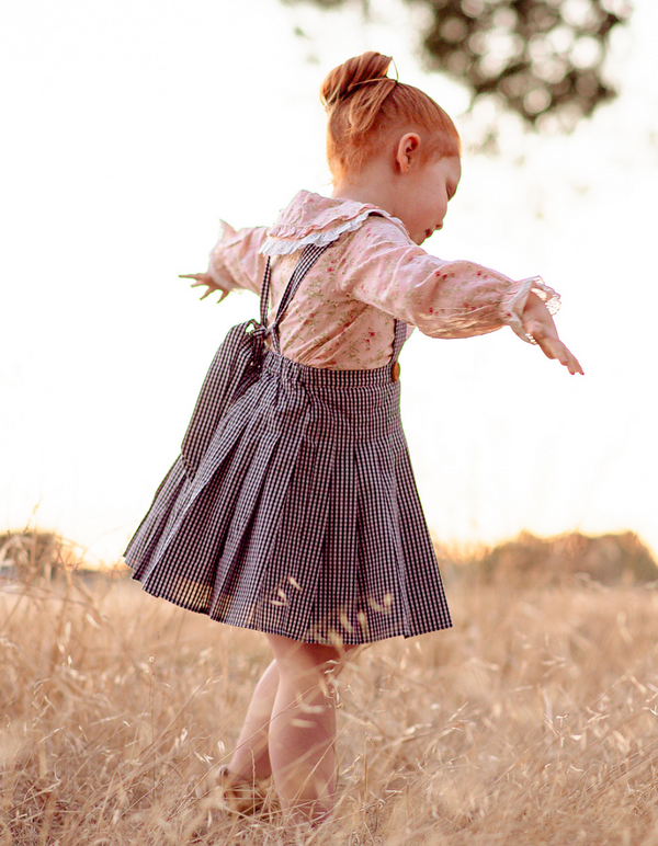 Suspender Pleated Skirt - Gingham