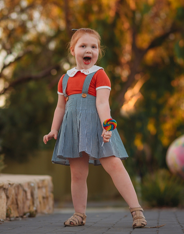 Suspender Pleated Skirt - Gingham