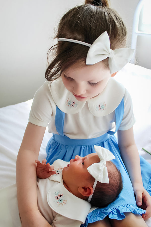Comfy Summer Collared Top/Romper - white w floral