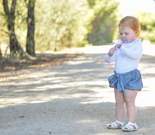 Detachable Pucker Shorts w Belt - Denim, - LollipopHouse