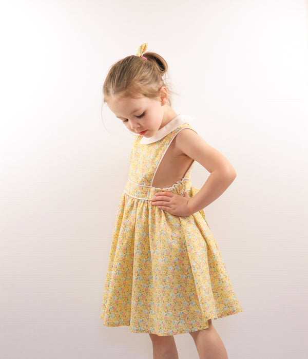 Button Bib Dress + Bow - Skylah