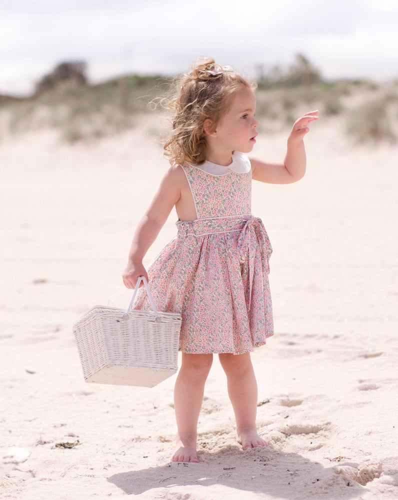 Button Bib Dress + Bow - Delilah