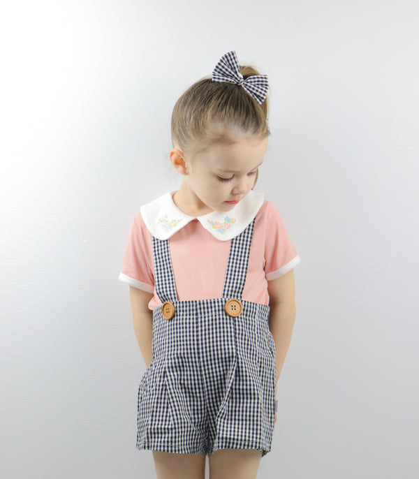 Suspender Pleated Shorts - Gingham