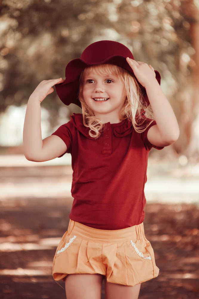 Ruffle Short Sleeve - Sangria,  - LollipopHouse