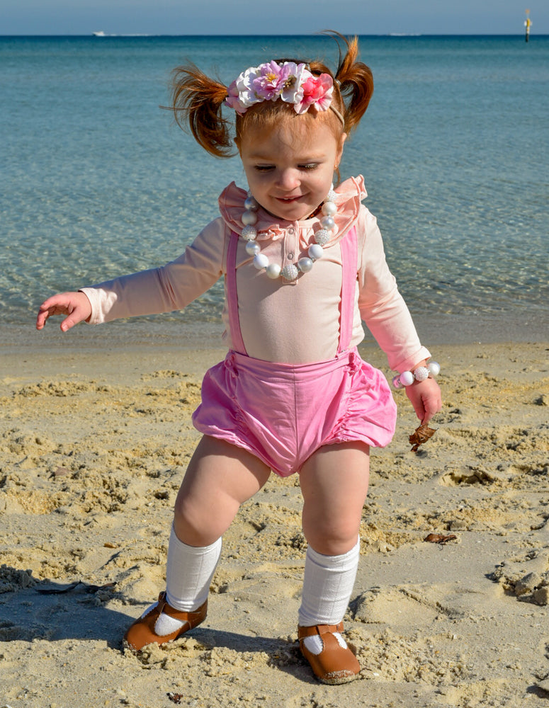 Detachable Pucker Shorts w Belt - Taffy Pink,  - LollipopHouse
