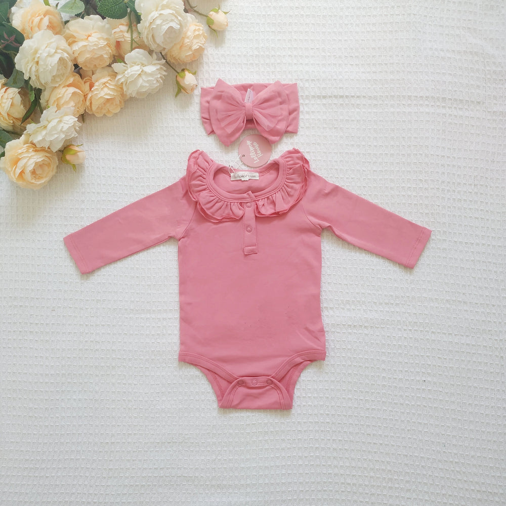 Ruffle Long Sleeve - Rose,  - LollipopHouse