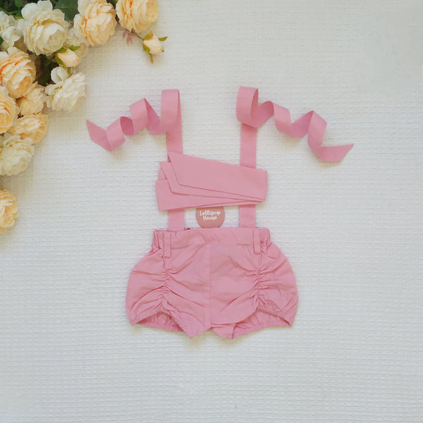 Detachable Pucker Shorts w Belt - Taffy Pink,  - LollipopHouse