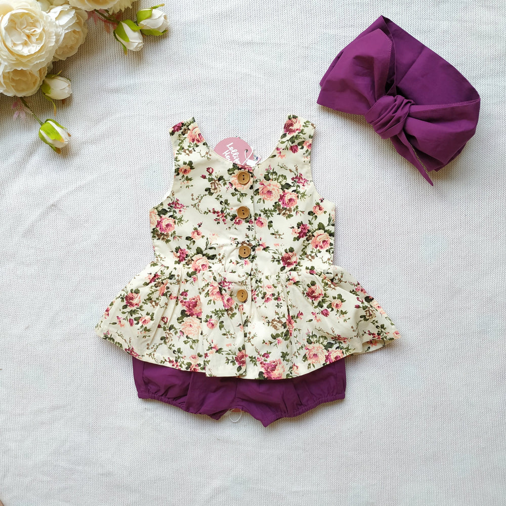 Bubble Shorts + Headwrap - Wine,  - LollipopHouse