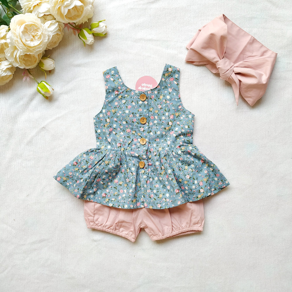 Bubble Shorts + Headwrap - Dusty Pink,  - LollipopHouse