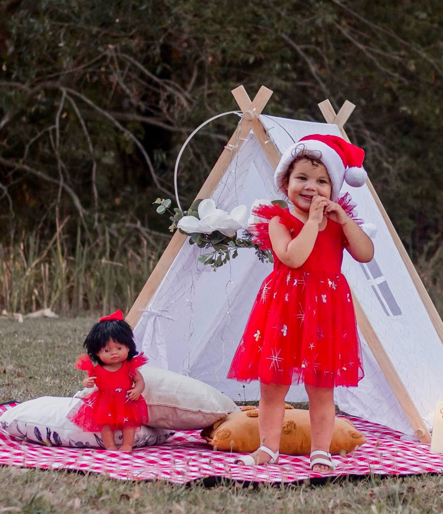 Doll Miracle Dress + Bow - Candy Red