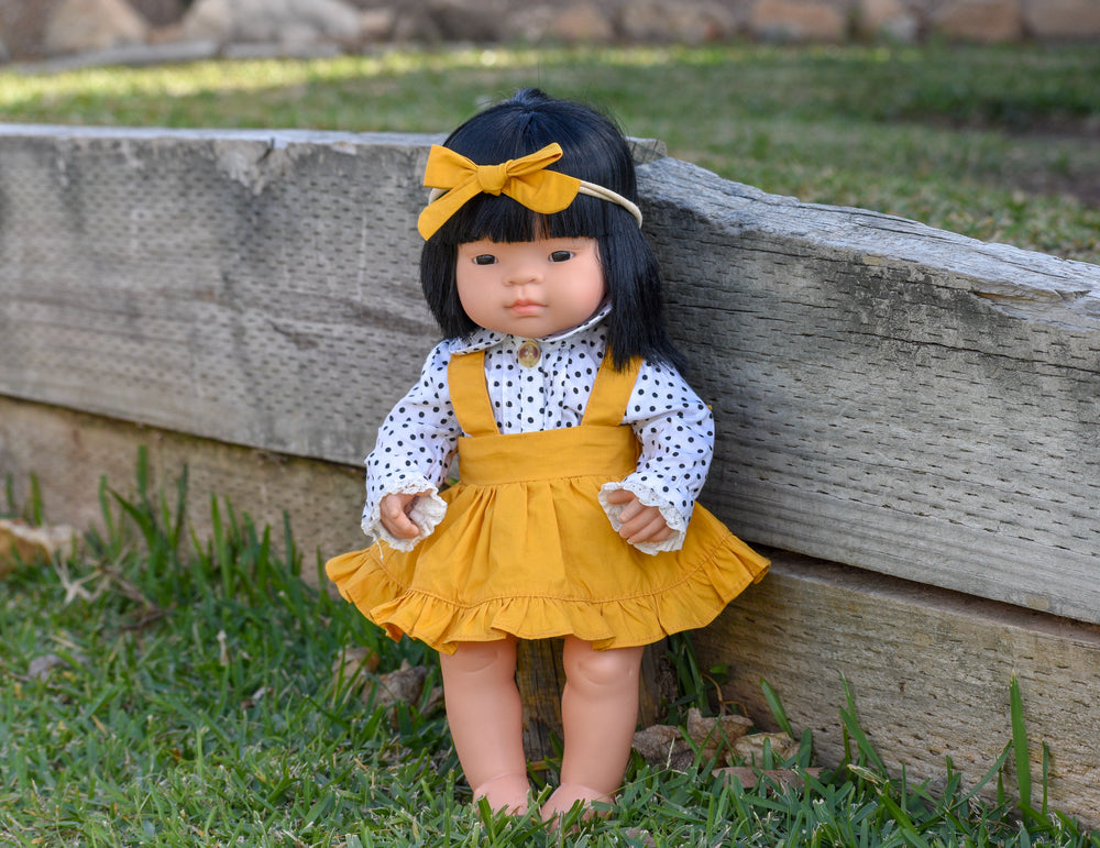 Doll Collared Blouse + Headband - Polka Dot,  - LollipopHouse